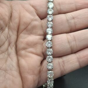 Classic Silver-Tone Clear Crystal Tennis Bracelet - Women Jewelry